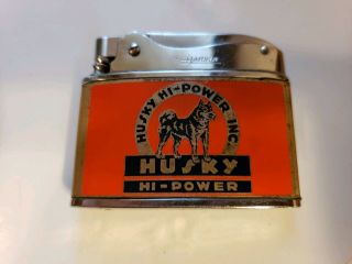 Vintage Husky Oil Cigarette Lighter Flat Advertising Collectible Item