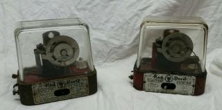 X2 Vintage Red Devil Glass Case Electric Fence Controller - Antique Glass Box Wi