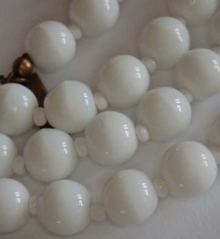 Vintage Miriam Haskell White Glass Bead Necklace