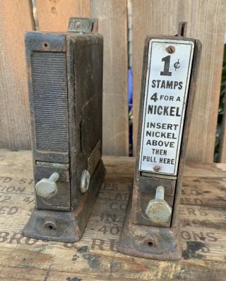 2 Vintage Schermack Sanitary Postage Stations Dispenser Machine Us Stamps