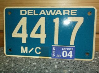 Vintage Delaware Motorcycle License Plate 2004