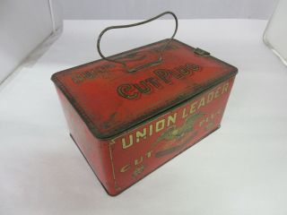 Vintage Advertising Union Leader Cut Plug Lunch Pail Canister Tobacco M - 21