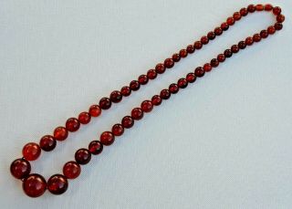 Art Deco Antique Cherry Amber Bakelite Necklace Faturan Prayer Beads 89.  8 Gr