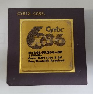 Cyrix 6x86l - Pr200,  Gp Socket 7 Cpu 150mhz Vintage Retro Ceramic & Gold Processor