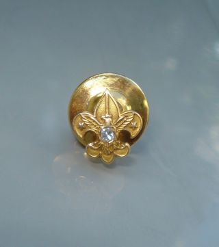 Boy Scout Bsa 14k Gold Diamond Pin Tie Tack Vintage Scouting Jewelry