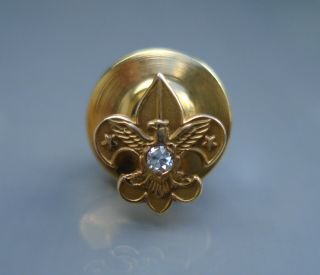 Boy Scout BSA 14K gold diamond pin tie tack vintage scouting jewelry 3