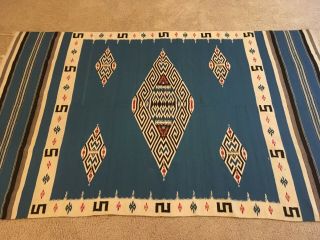 Pre - 1935 Texcoco Mexican Textile Blanket Rug,  Needs Cleaning.