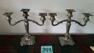 Rare Set Of 2 Silverplate Candelabras 3 Candlestick Grapes Vines Made In England