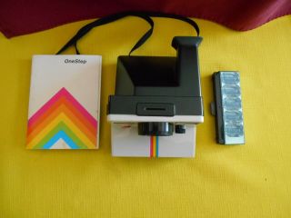 VINTAGE POLAROID ONE STEP RAINBOW INSTANT SX - 70 FILM CAMERA WITH STRAP,  AND INST 2