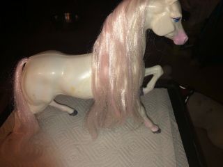 Vintage 1983 Mattel Barbie Horse White Pink White Mane Tail Purple Feet