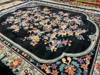 Auth: 30 ' S Antique Art Deco Chinese Rug Black Signed Nichols 8x10 Beauty NR 2