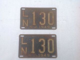 Antique/vintage/old 1949 Jersey License Plates Front And Back