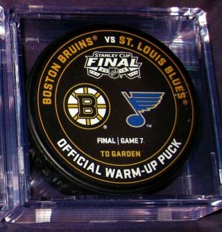 2019 Stanley Cup Final Game 7 Warm - Up Puck St.  Louis Blues Boston Bruins