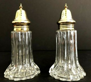 Vintage 6 " Tall Godinger Silver Art Co Ltd Glass Salt & Pepper Shaker Set