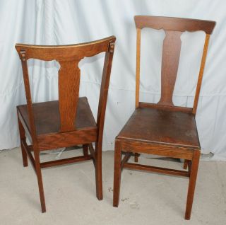 Antique Set of Six Matching Oak T back Chairs – finish 2
