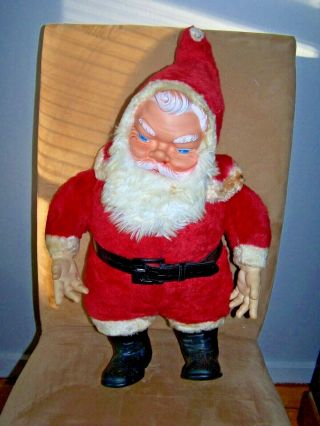 Large Vintage Rubber Faced Rare 25 " Santa Claus Christmas Doll