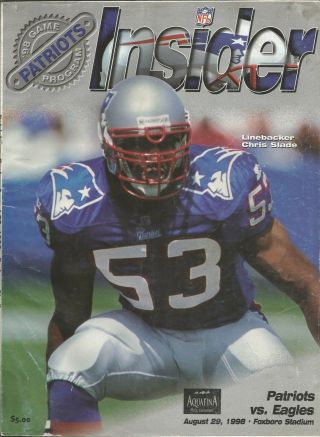 Philadelphia Eagles Vs England Patriots 1998 Football Program Chris Slade