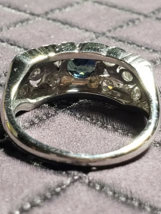 Platinum Antique Sapphire and Diamond Ring 3