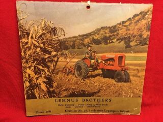 Vtg 1949 Allis Chalmers Tractor Logansport Indiana Lehnus Brothers Farm Calendar