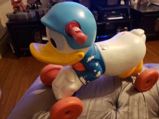 Antique Disney Donald Duck Ride - On Scooter Blow Mold Rare Toddler Toy