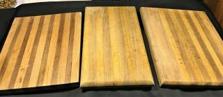Vintage Wooden Butcher Block Cutting Boards.  A Trio