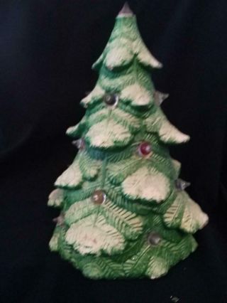 Vintage Paper Mache Christmas Tree W/multi Colored Bulbs 8 1/2 " Tall Cute