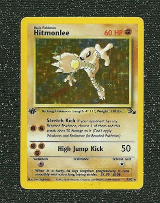 Set Break Vintage Pokemon Fossil 1st Edition Hitmonlee 7/62 Holo Rare