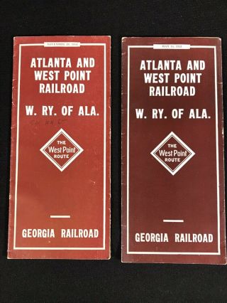 1952 54 Timetables Atlanta & West Point Railroad Georgia Western Railway Alabama
