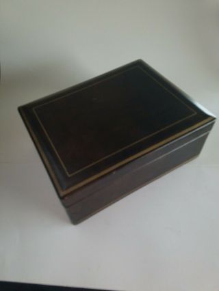 Old Vintage Leather Covered Wood Cigar Tobacco Humidor Brown Box W Felt Bottom