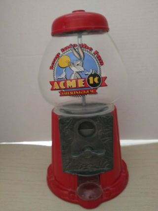 Rare Vintage Bugs Bunny 11 " Acme Red Metal/glass Gumball Machine/works Great