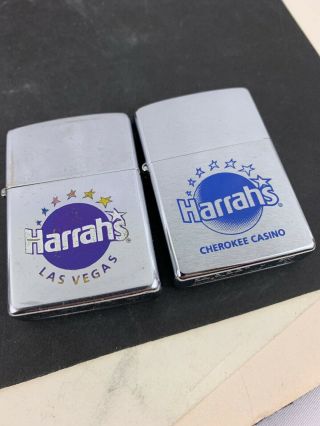 1995 & 2000 Zippo Lighters - Harrah’s Casino Las Vegas & Cherokee,  N.  C.