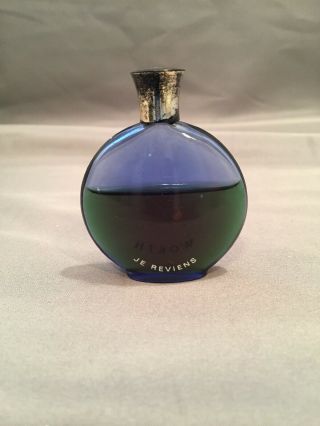 Vintage Worth Je Reviens Lalique Blue Round Flattened Perfume Bottle France
