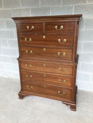 Stickley Cherry Valley Chippendale Style 7 Drawer Chest On Chest
