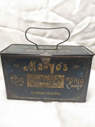 Antique Vintage Mayo’s Cut Plug Tobacco Lunch Box Style Tin