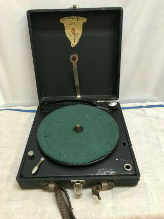 Vintage 1922 Polly Portable 78rpm Phonograph - - Record Player In Case - - Wind Up