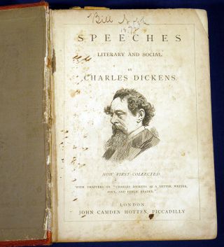 Speeches Literary and Social by Charles Dickens Antique HC ca.  1860 - 1870 ' s 2