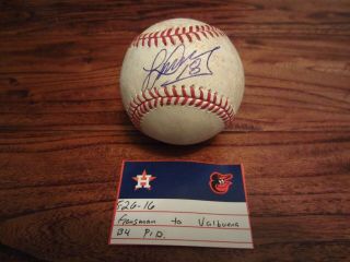 Luis Valbuena Houston Astros Game Baseball 5/26/2016 Auto Signed Vs Orioles