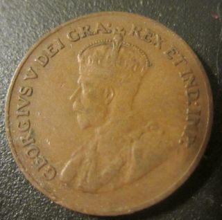 1923 Canada / Canadian One Cent / Penny George Vintage coin 2