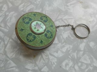 Vintage Compact Dance Purse With Finger Ring - Makeup Case With Guilloche