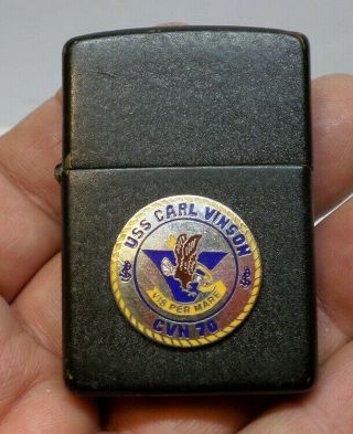 Vintage Zippo Lighter 1996 Black Usn Uss Carl Vinson Cvn - 70 Emblem E4