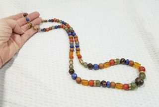 Vintage Signed Lci Liz Claiborne Colorful Mixed Bead Multi Color Long Necklace