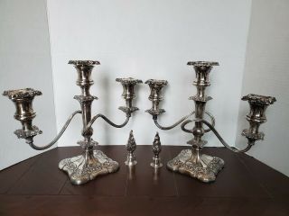 2 Victorian Egw&s Silver Plate Repousse Candelabras Candlesticks Convertible