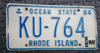 1984 Rhode Island Ocean State Passenger License Plate Tag Ku - 764