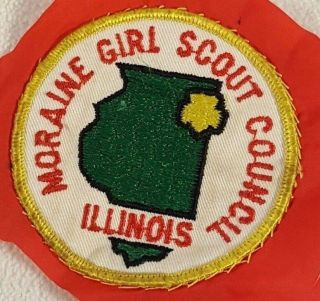 Vintage Girl Scouts Round Badge Patch Moraine Council Illinois