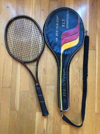 Vintage Dunlop Black Max Graphite / Glass Composite Tennis Racket With Case L3