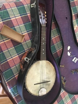 Antique Mandolin Banjo / Banjolin With Case And Accessories