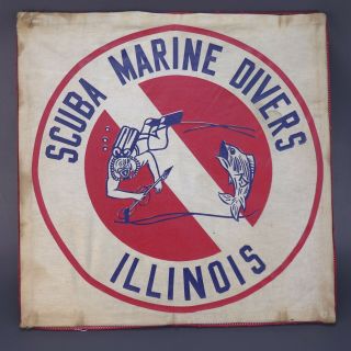 Vintage Scuba Marine Illinois Divers Flag Two Sided Wall Hanging Decor 21x21