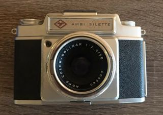 Vintage Agfa Ambi Silette Camera With Agfa Color Solinar 1:2.  8 50mm Lens