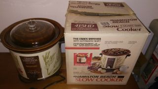 Vintage Hamilton Beach 4 Quart Slow Cooker 415hd Herbal Design Crock Watcher
