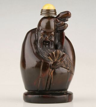 Vintage Chinese Yak Horn Snuff Bottle Hand - Carved Scholar Crafts Mascot Gifts